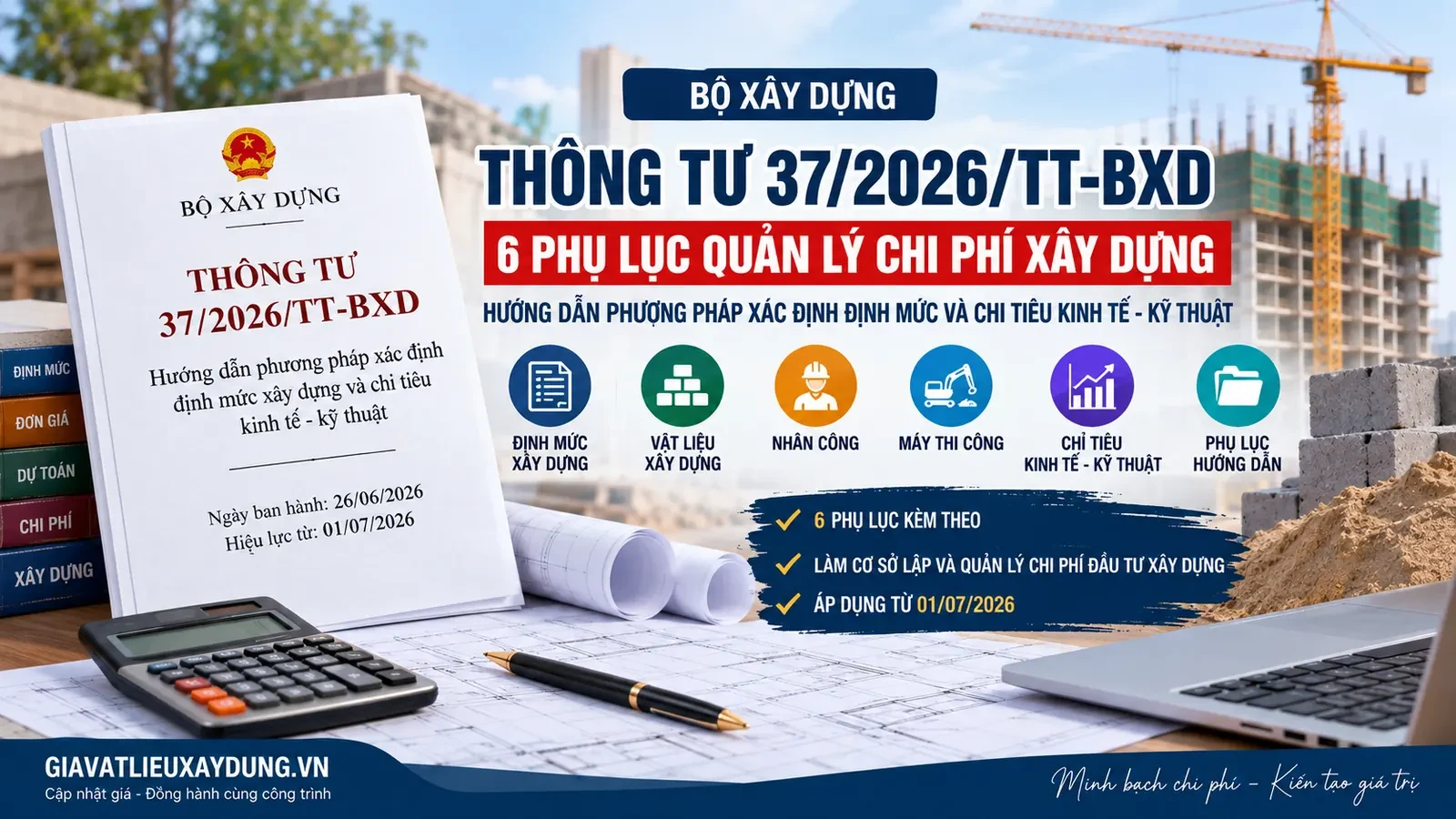 Thông tư 37/2026/TT-BXD: 6 nội dung quản lý chi phí xây dựng cần biết