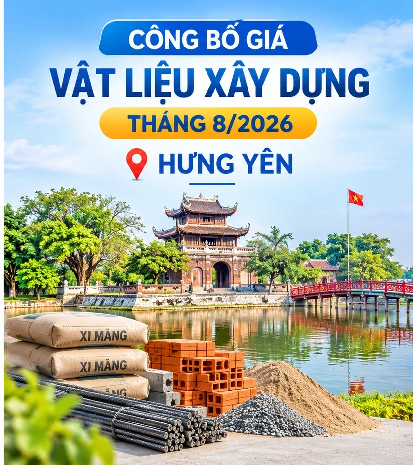Giá vật liệu xây dựng Hưng Yên tháng 8/2026